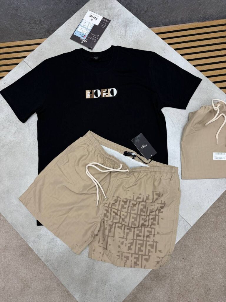 Fendi shorts set UK designer inspired co ord outfit men t shirt and shorts
