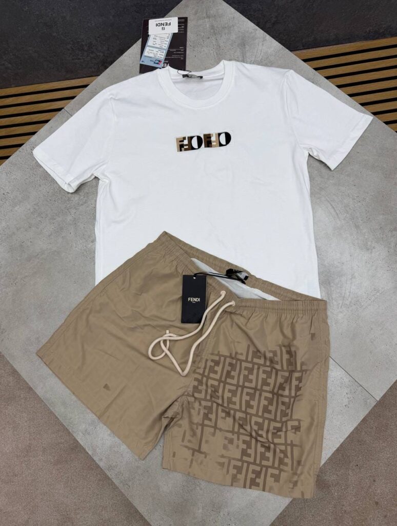 Fendi shorts set UK designer inspired co ord outfit men t shirt and shorts